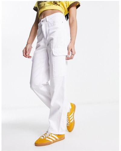 Pimkie High Waisted Straight Leg Cargo Jeans - White