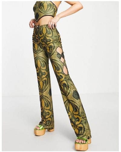 The Kript High Waisted Slim Fit Trousers - Multicolour