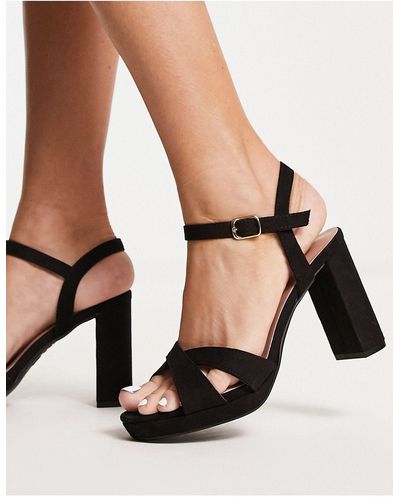 New Look Crossover Heeled Sandals - Black