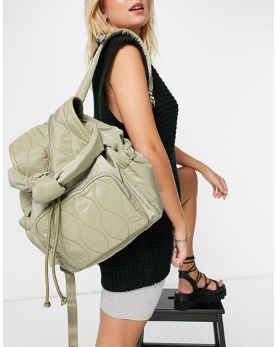 TOPSHOP Onion Quilt Backpack - Green