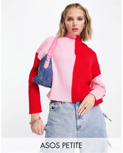 ASOS Asos Design Petite Sweater With High Neck - Red