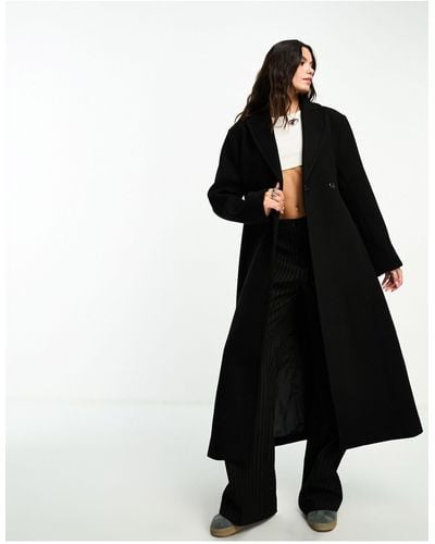 Weekday Delila Wool Blend Sleek Structured Coat - Black