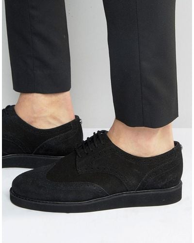 Fred Perry Newburgh Suede Brogue Derby Shoes - Black