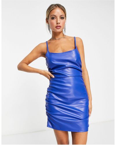 4th & Reckless Leather Look Strappy Mini Dress - Blue