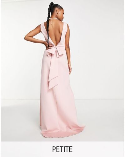TFNC London Bridesmaid Bow Back Maxi Dress - Pink