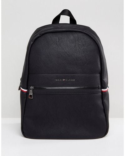 Tommy Hilfiger Faux Leather Backpack In Black