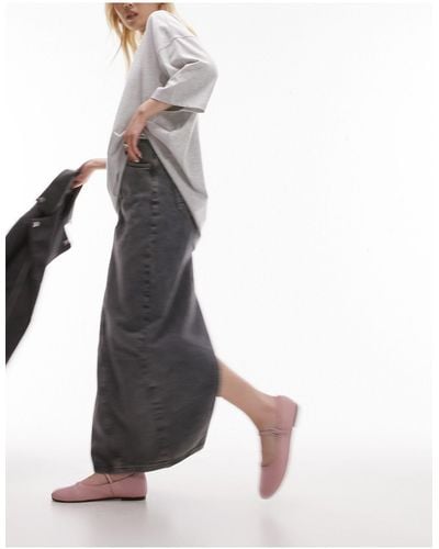 Topshop Unique Denim Column Maxi Skirt - Black