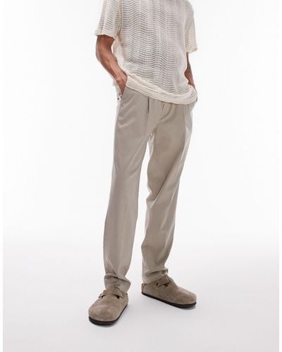 TOPMAN Taper Trousers - Natural