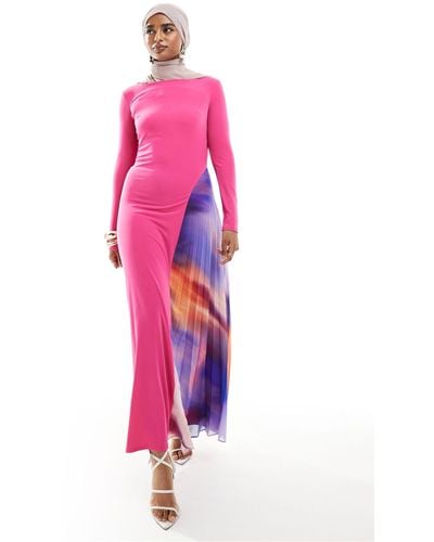 DASKA Chiffon Split Maxi Dress - Pink