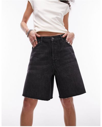 TOPSHOP Pantalones cortos vaqueros con lavado estilo bermudas - Blanco
