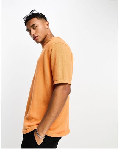 ASOS Midweight Knitted Cotton T-shirt - Orange