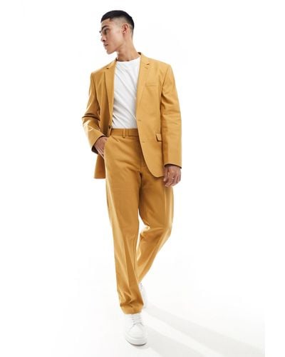 ASOS Straight With Linen Suit Trouser - Metallic