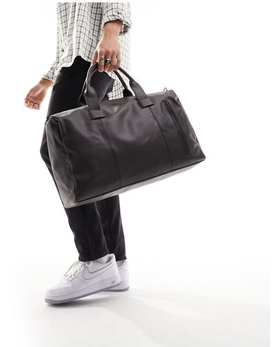 French Connection Faux Leather Weekend Holdall Bag - Black