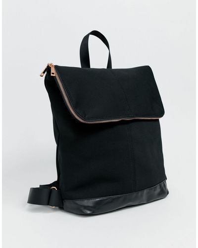 ASOS Foldover Backpack - Black