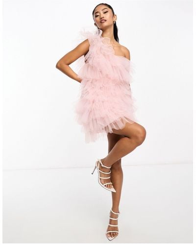 Miss Selfridge Occasion Mesh Ruffle Mini Dress - Pink
