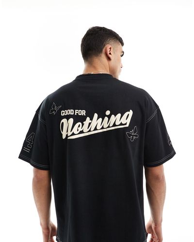 Good For Nothing Contrast Stitch T-shirt - Black