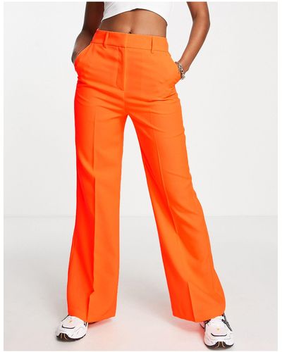 ASOS Relaxed Wide Leg Flare Trousers - Orange