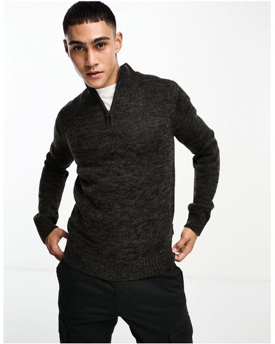 French Connection Heavy Knit Half Zip Sweater - Black