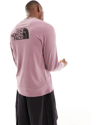 The North Face Easy - t-shirt a maniche lunghe color malva con stampa sul retro - Rosa