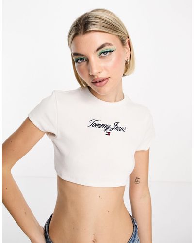 Tommy Hilfiger Essential Ultra Crop Embroidered Top - White