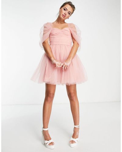 LACE & BEADS Exclusivité - robe courte enveloppée - Rose