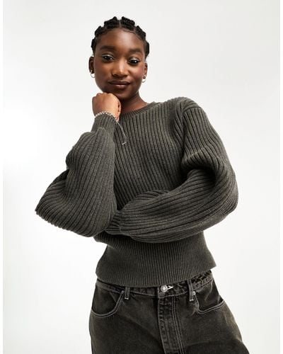 Weekday Dion Chunky Knitted Sweater With exaggerated Sleeves - Black