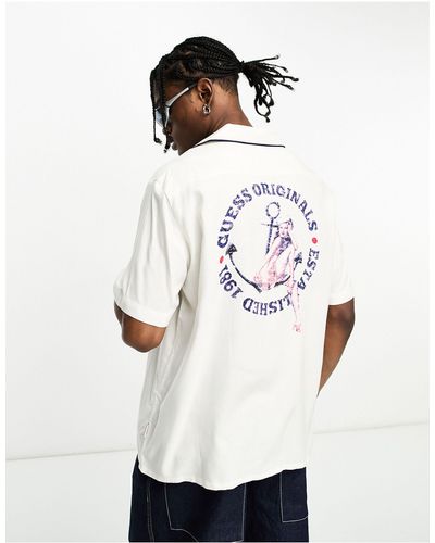 Guess Overhemd Met Matroos-logo En Korte Mouwen - Wit