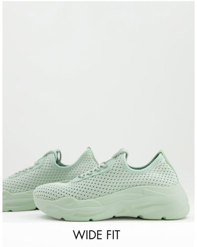 ASOS Wide Fit Denmark Chunky Knit Lace Up Trainers - Green