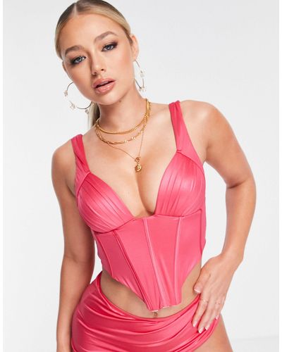 ASOS Satin Corset Bikini Top - Pink