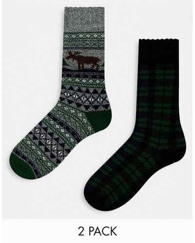 Loungeable Christmas 2 Pack Socks - Black