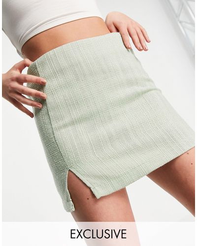 Reclaimed (vintage) Inspired Boucle Skirt - Green