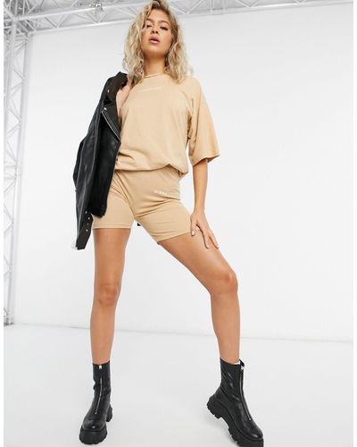 Missguided T-shirt And Short Set - Natural