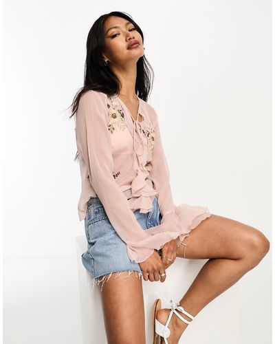 River Island Blouse brodée - clair - Rose