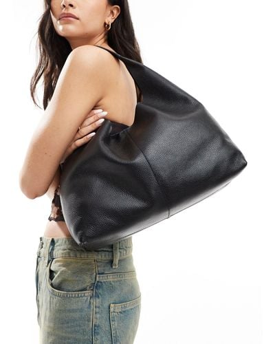 & Other Stories Leather Tote Bag - Black