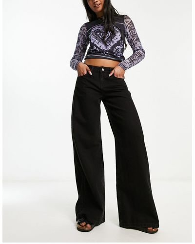 Reclaimed (vintage) '88 - jeans a fondo ampio nero slavato - Bianco