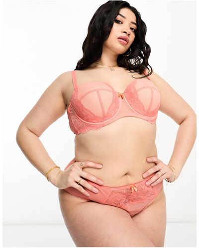 Ivory Rose Ivory Rose Curve B-g Geo Mesh And Lace Balconette Bra - Pink