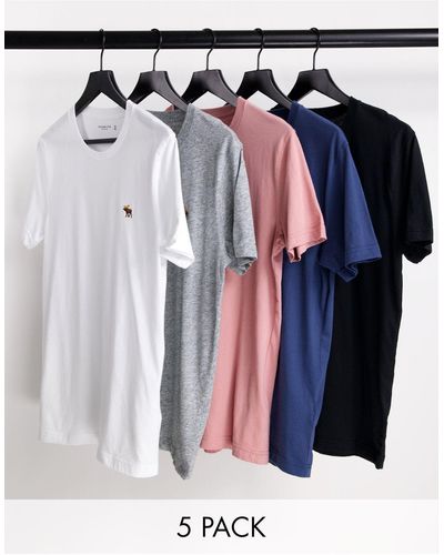 Abercrombie & Fitch Set Van 5 T-shirts Met 3d Logo - Meerkleurig