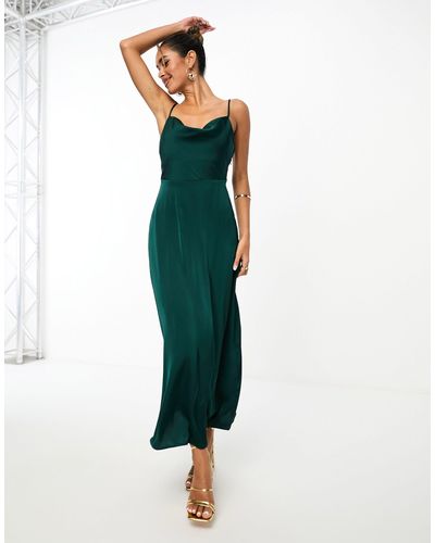 Vila – bridesmaid – maxikleid aus satin - Grün