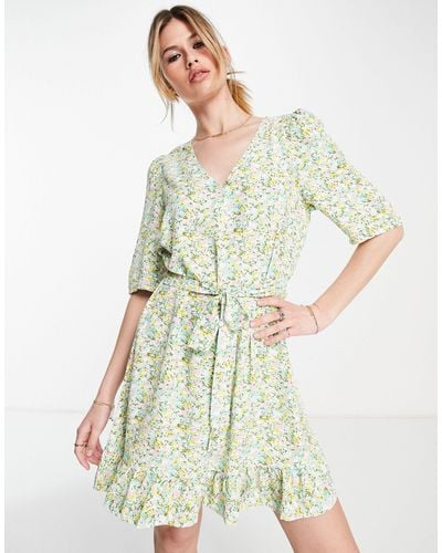 Vero Moda Nette Mini-jurk Met Pofmouwen En Gestrikte Taille - Meerkleurig