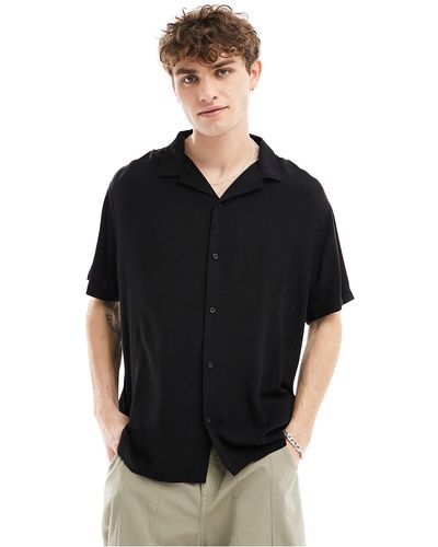 Reclaimed (vintage) Camisa negra con cuello - Negro