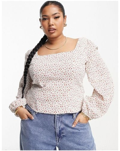 Glamorise Square Neck Fitted Blouse - White
