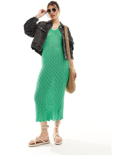 Superdry Crochet Halter Maxi Dress - Green