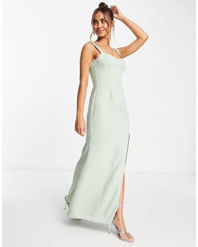 ASOS Bridesmaid Maxi Dress With Curved Neckline And Satin Straps - Green