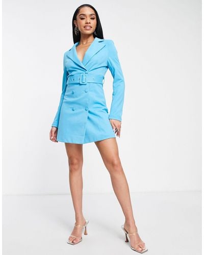 UNIQUE21 Utility Belted Blazer Dress - Blue