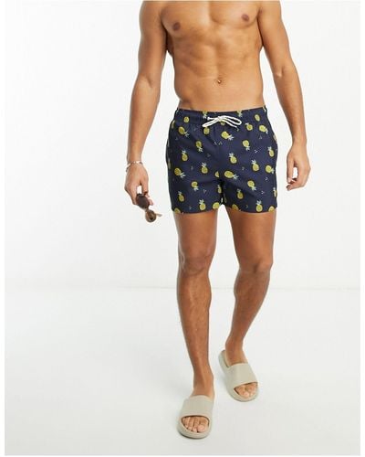 New Look Pineapple Print Swim Shorts - Black