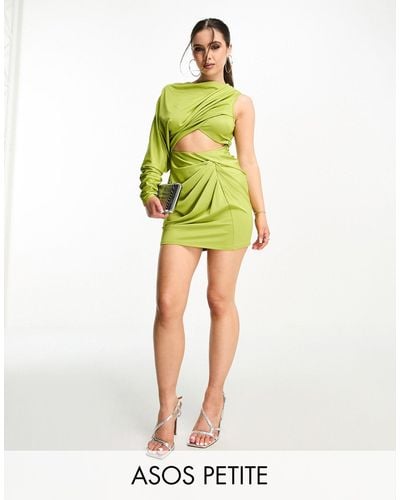 ASOS Asos Design Petite One Shoulder Draped Two Piece Slinky Mini Dress - Multicolor