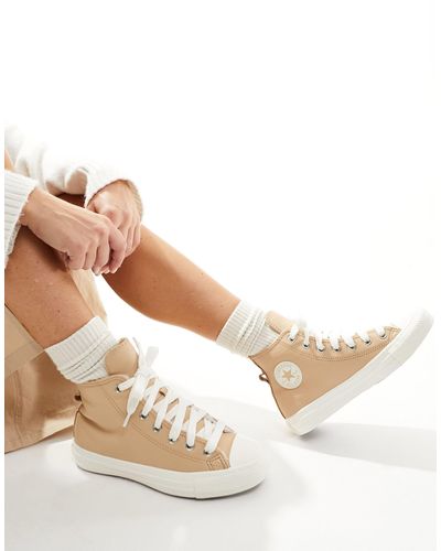 Converse Chuck Taylor All Star Hi Leather Trainers - Natural