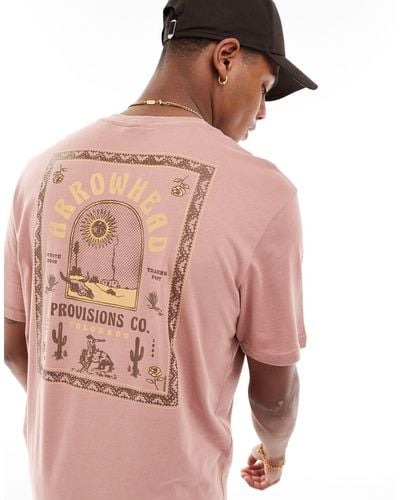 Only & Sons T-shirt vestibilità classica slavato con stampa "arrowhead" sulla schiena - Rosa