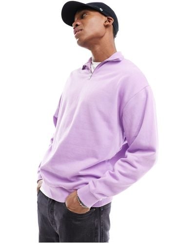 ASOS Oversized Half Zip Sweatshirt - Purple