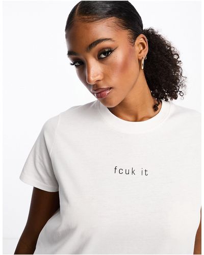 French Connection T-shirt Met 'fcuk It'-logo - Wit